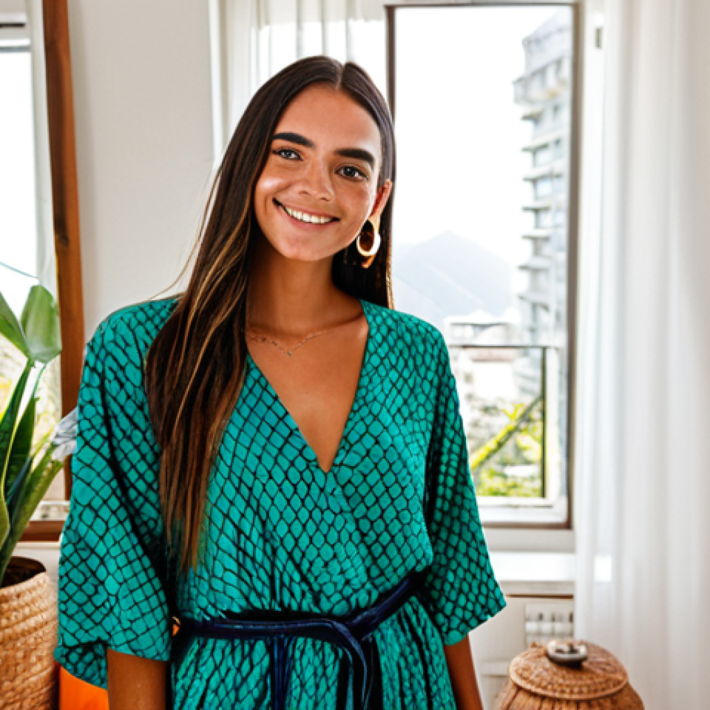 Hyper-Personalized Influencer Marketing**
"A popular Brazilian micro-influencer, fully clothed in fashionable, bohemian-chic attire, showcasing a new eco-friendly skincare product in her sunlit apartment in Rio de Janeiro. The scene is natural and authentic, emphasizing the influencer's genuine connection with her audience. Appropriate content, safe for work, professional photography, perfect anatomy, natural pose, vibrant colors, high-resolution, family-friendly."
**