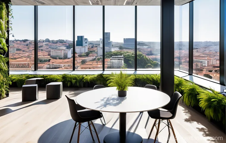 스마트 시티의 발전과 기대 효과 - **Prompt:** An inclusive and inviting community space within a modern Portuguese city, showcasing di...