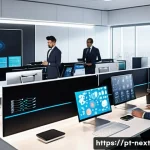 Home 22 인공지능의 사회적 영향과 미래 - A modern Brazilian office environment showcasing diverse professionals collaborating with advanced A...