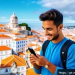 Home 23 미래의 여행 산업과 소비자 기대 - A young adventurous traveler using a smartphone app to explore hidden local tours in Lisbon, Portuga...