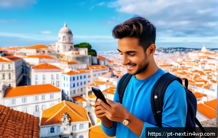미래의 여행 산업과 소비자 기대 - A young adventurous traveler using a smartphone app to explore hidden local tours in Lisbon, Portuga...